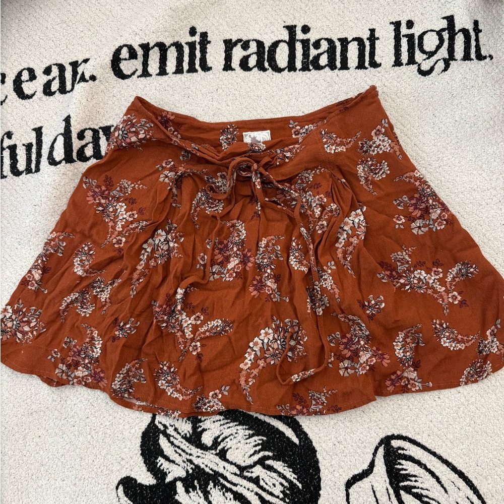 Sadie & Sage Rust Floral Mini Skirt
